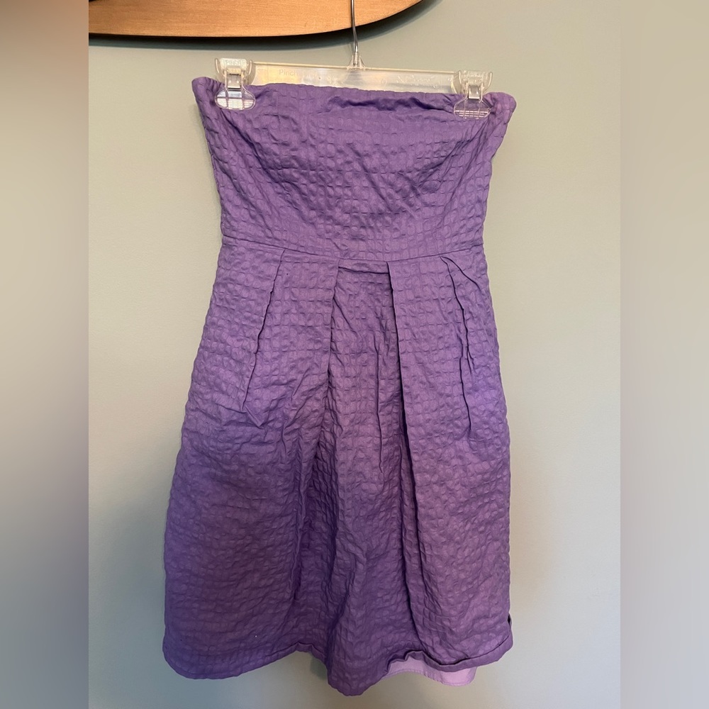 Jcrew Lorelei purple textured strapless dress